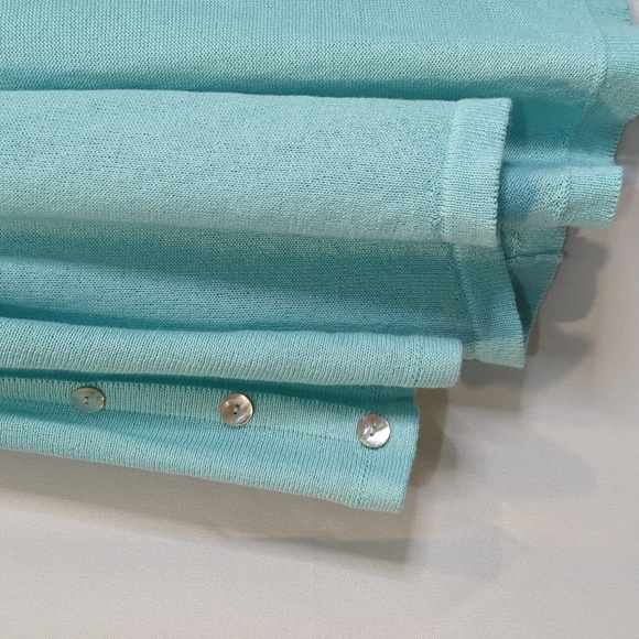 Soft Surroundings Open front Cardigan Linen Blend Button Accent Sleeve - Picture 5 of 9